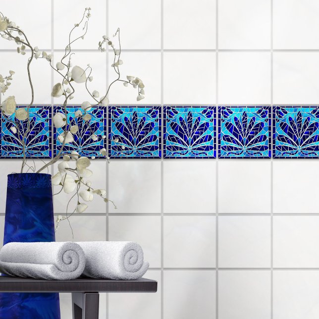 Blue Glass Broken Mosaic Floral  Tile (Creator Uploaded)