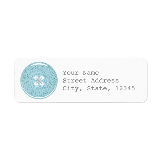 Blue Glass Button Address Label (Front)
