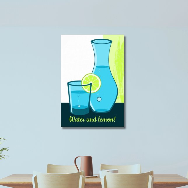 Blue Glass & Carafe - Water and Lemon!  Poster (Water and lemon!)