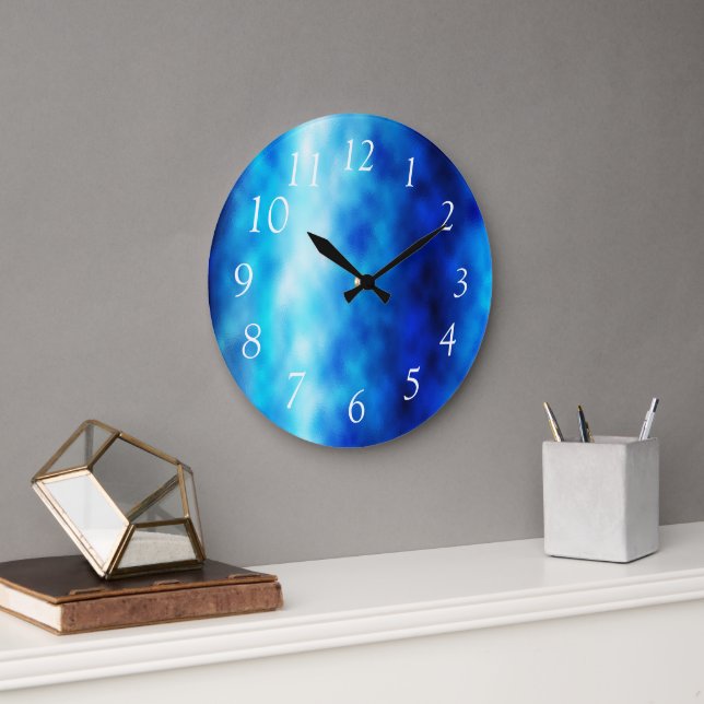 Blue Glass Large Clock (Office)