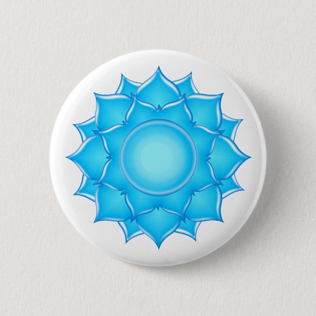 Blue Glass Lotus Flower Drawing 6 Cm Round Badge (Front)