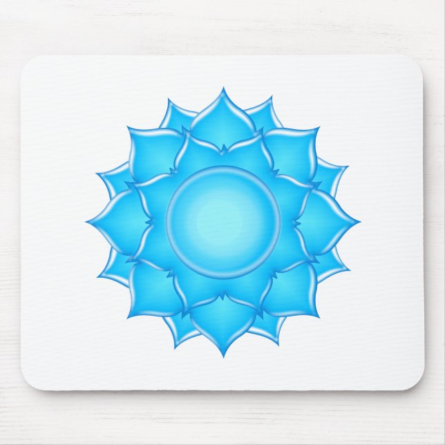 Blue Glass Lotus Flower Drawing Mouse Pad (Front)
