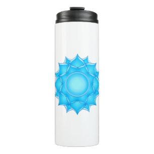 Blue Glass Lotus Flower Drawing Thermal Tumbler