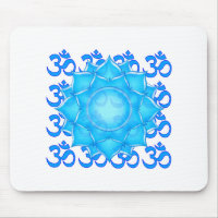Blue Glass Lotus Flower Drawing With Om Pattern