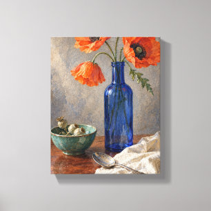 Blue Glass Poppies and Silver Spoon - Botanical St Canvas Print