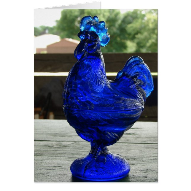 Blue Glass Rooster All Occasions (Front)