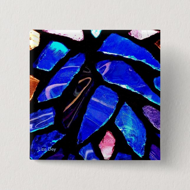 'Blue Glass' Square Button (Front)