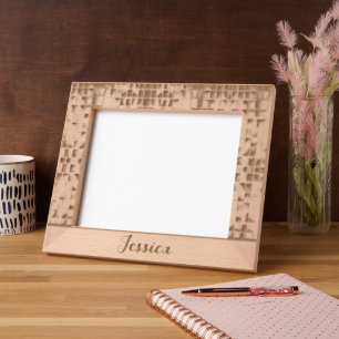 Blue glass tile blocks mosaic etched frames