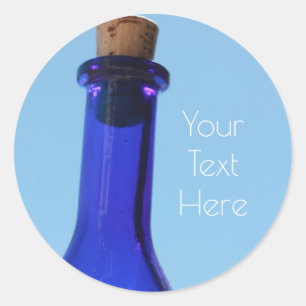 Blue Glass Wine Bottle Your Text Sticker
