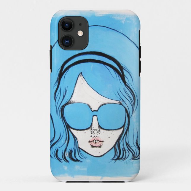Blue Glasses Girl 1 Case-Mate iPhone Case (Back)