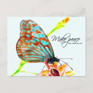 Blue Glassy Tiger Butterfly - Make Peace Postcard