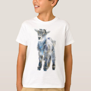Blue Glaze Watercolor Goat Kids T-Shirt