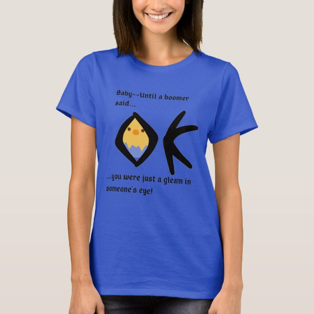 Blue 'Gleam in Eye' Basic T-Shirt Boomeranged (Front)