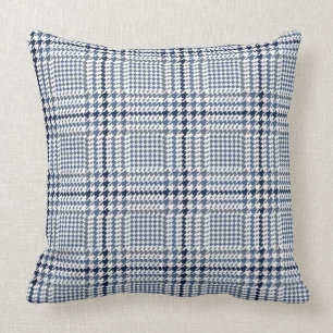 Blue Glen Check Houndstooth Plaid Pattern Cushion