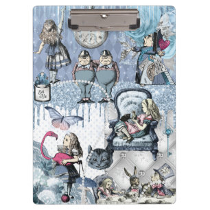 Blue Glitter Alice in Wonderland Clipboard
