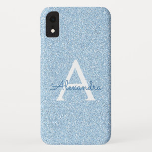 Blue Glitter and Sparkle Monogram Case-Mate iPhone Case