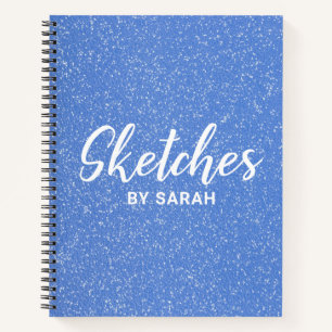 Blue Glitter Artist Sketchbook Notebook Notepad