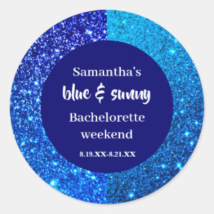 Blue Glitter Bachelorette Party  Classic Round Sticker