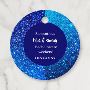 Blue Glitter Bachelorette Party Favour Tags