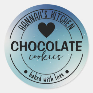 Blue Glitter Background Item Label Baked With Love