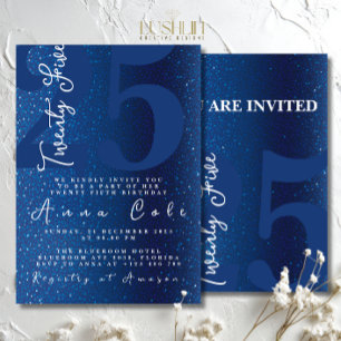 Blue Glitter Birthday Sparkling Glam Party Invitation