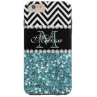 BLUE GLITTER BLACK CHEVRON MONOGRAMMED
