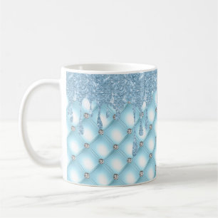 Blue Glitter Bling Pretty Coffee Mug