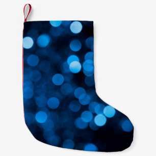 Blue glitter bokeh texture lights small christmas stocking