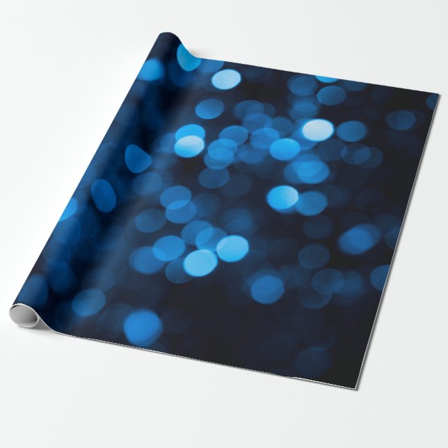 Blue glitter bokeh texture lights wrapping paper (Unrolled)