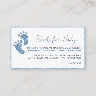 Blue Glitter Books for Baby Baby Shower Enclosure Card