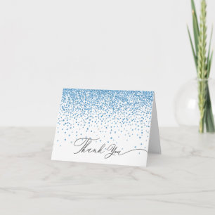 Blue Glitter Boys Baby Shower Thank You Note Card