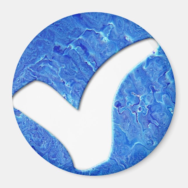 Blue Glitter Check Mark Write Symbol Magnet (Front)