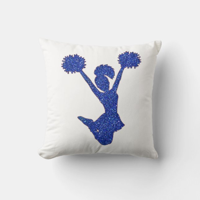 Blue Glitter Cheerleader Cushion (Front)