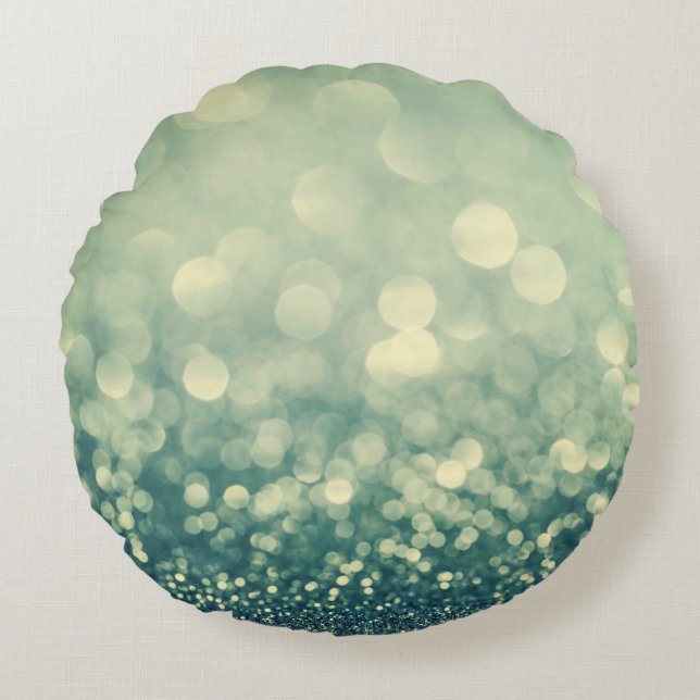 Blue Glitter: Christmas Abstract Round Cushion (Front)