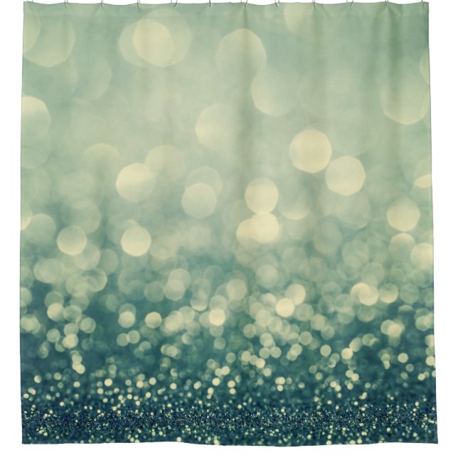 Blue Glitter: Christmas Abstract Shower Curtain (Front)