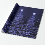 Blue Glitter Christmas Trees Holiday Wrapping Paper<br><div class="desc">Merry Christmas / Winter Blue Glitter Christmas Trees</div>