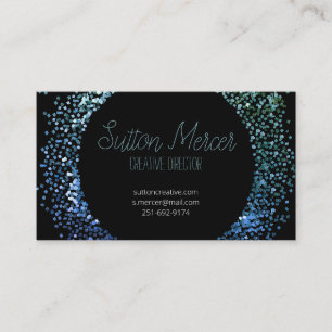 Blue Glitter Circle Business Card