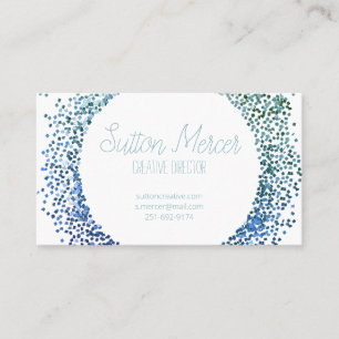 Blue Glitter Circle Business Card