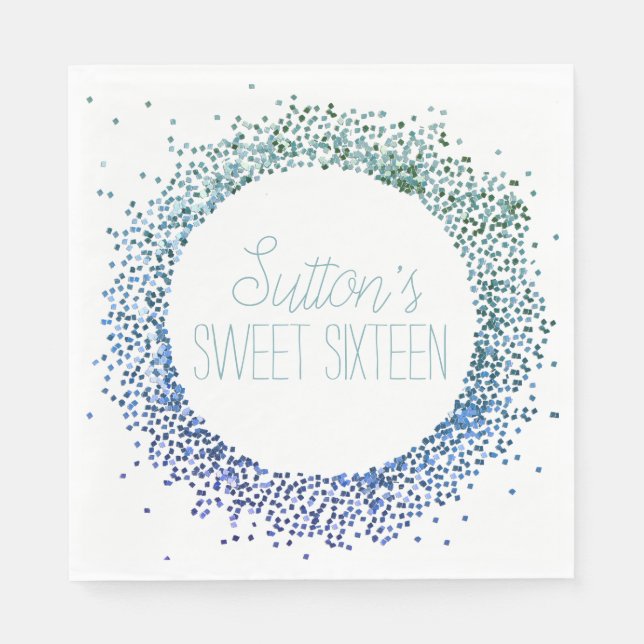 Blue Glitter Circle Napkin (Front)