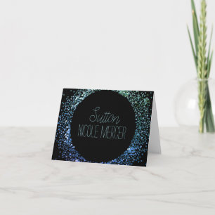 Blue Glitter Circle Note Card