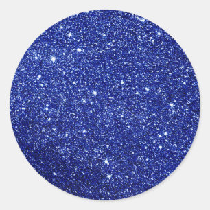 Blue Glitter  Classic Round Sticker