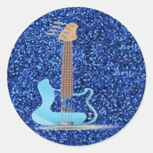 Blue Glitter Classic Round Sticker