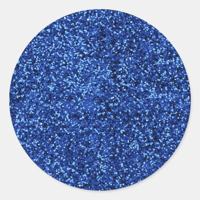 Blue Glitter Classic Round Sticker (Front)