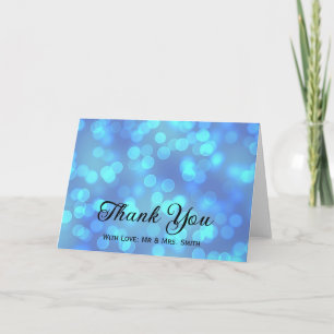 Blue Glitter Confetti Sparkles Dots Thank You Card
