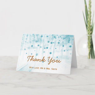 Blue Glitter Confetti Sparkles Dots Thank You Card
