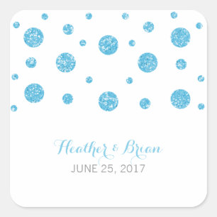 Blue Glitter Confetti Wedding Stickers