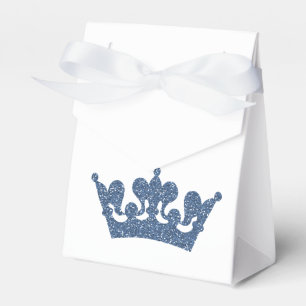 Blue Glitter Crown Prince Royal Party Favour Boxes