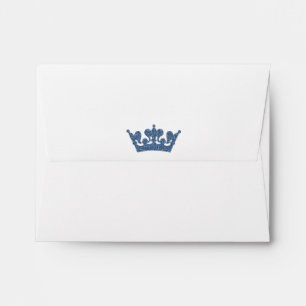 Blue Glitter Crown Royal Party Invitation Envelope