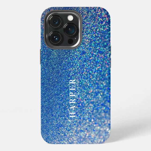 Blue Glitter Custom Name  Case-Mate iPhone Case (Back)