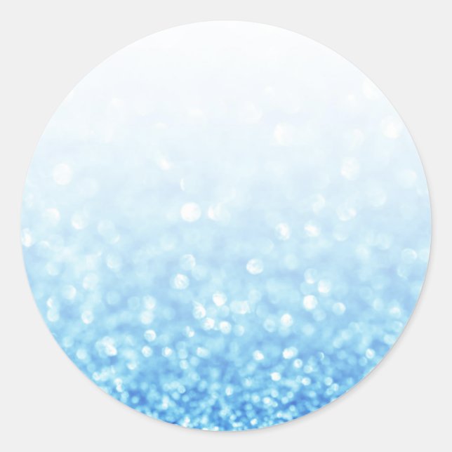 Blue Glitter Custom Trendy Classic Round Sticker (Front)
